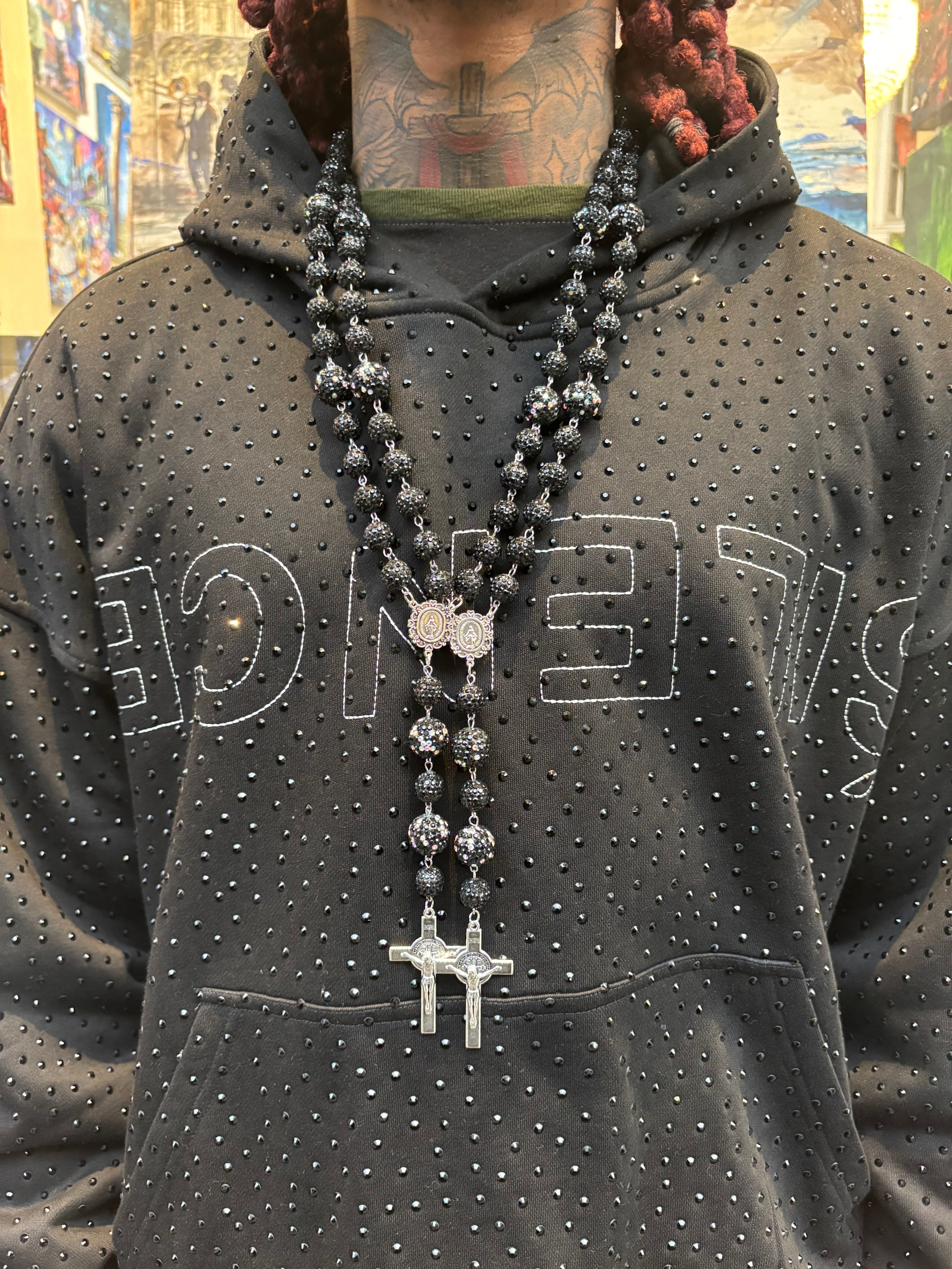 9 Chunky Blk Rosary